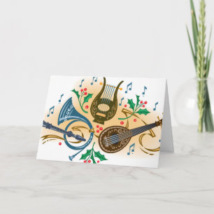 Cartes Pour Fêtes Annuelles Instruments de musique et houx