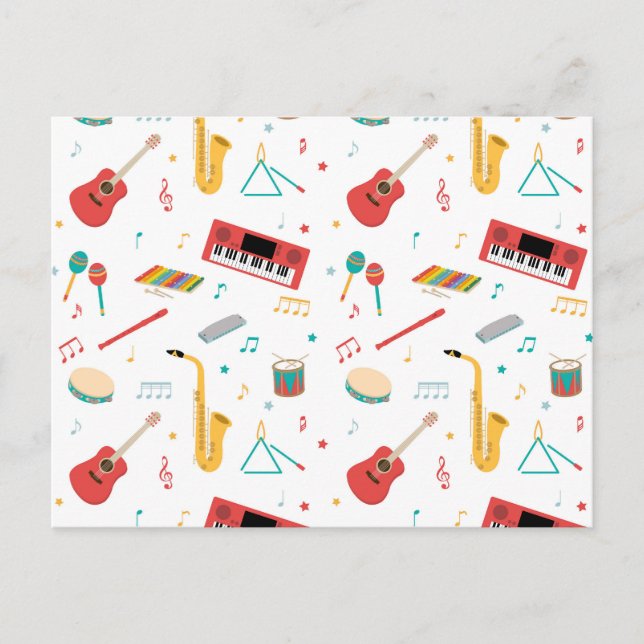 Cartes Pour Fêtes Annuelles Instruments de musique Motif à thème musical (Devant)