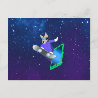 Cartes Pour Fêtes Annuelles Interstellar Pup sur un Surf board