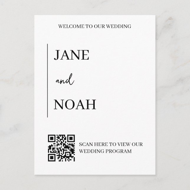 Cartes Pour Fêtes Annuelles Invite de mariage esthétique minimale avec code QR (Devant)