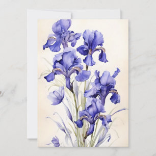 Cartes Pour Fêtes Annuelles Iris Violet En Aquarelles