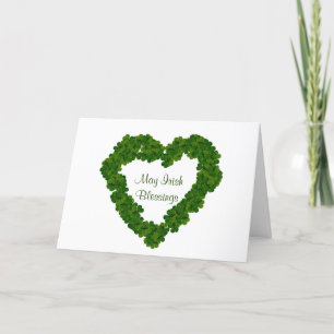 Cartes Pour Fêtes Annuelles Irish Blessings Shamrock Heart Card