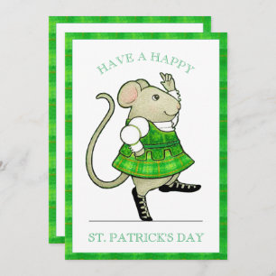 Cartes Pour Fêtes Annuelles IRISH JIG MOUSE St. Patrick's Day 5x7 Flat Card