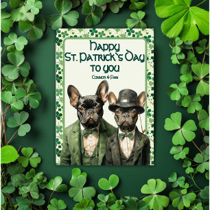 Cartes Pour Fêtes Annuelles Irish Paws : Frenchie Duo St. Patrick