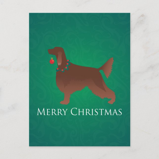 Cartes Pour Fêtes Annuelles Irish Setter Chien Joyeux Noël Design (Devant)
