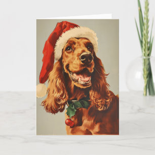 Cartes Pour Fêtes Annuelles Irish Setter vintage Noël personnalisé