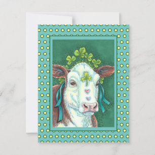 CARTES POUR FÊTES ANNUELLES IRLANDAIS BRED ST. PATRICK'S DAY HEIFER, VACHE SHA
