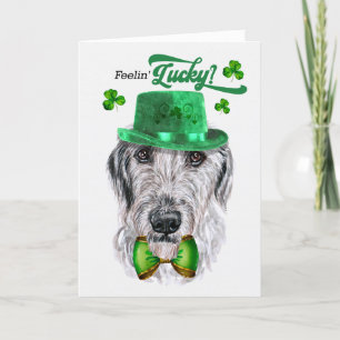 Cartes Pour Fêtes Annuelles Irlandais Wolfhound Dog Feelin' Lucky St Patrick's