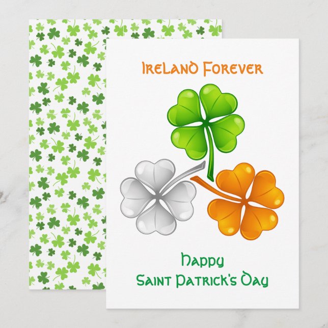 Cartes Pour Fêtes Annuelles Irlande Un Shamrock toujours chanceux (Devant / Derrière)