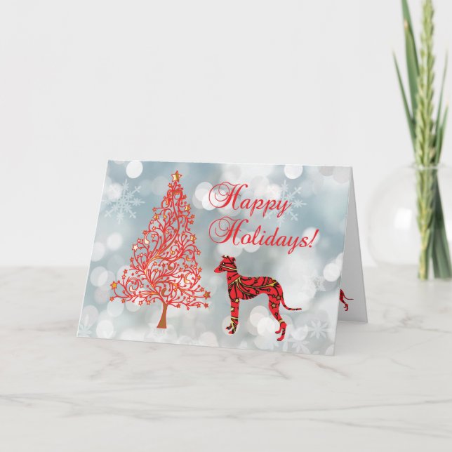 Cartes Pour Fêtes Annuelles Italie Greyhound Joyeux vacances (Devant)