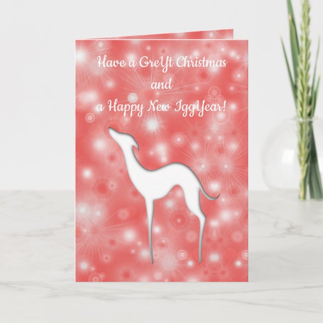 Cartes Pour Fêtes Annuelles Italien Greyhound Dog silhouette Texte amusant en  (Devant)