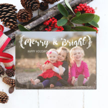 Ivory Elegant Sketted Merry & Bright Photo