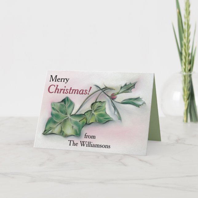 Cartes Pour Fêtes Annuelles Ivy et Holly Noël personnalisé (Devant)