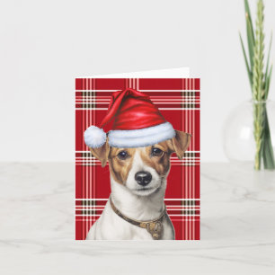 Cartes Pour Fêtes Annuelles Jack Russell Chien de Noël Rouge Plaid Noël