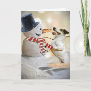Cartes Pour Fêtes Annuelles Jack Russell Mange Le Nez De Snowman