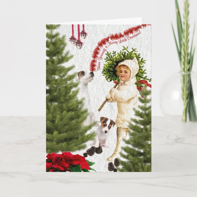 Cartes Pour Fêtes Annuelles Jack Russell s'amuse un joyeux Noël (Devant)