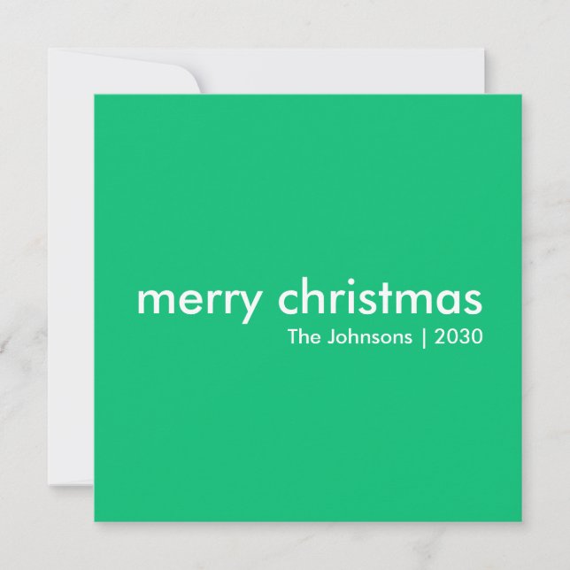 Cartes Pour Fêtes Annuelles Jade Green Noël | Minimal branché dynamique (Devant)