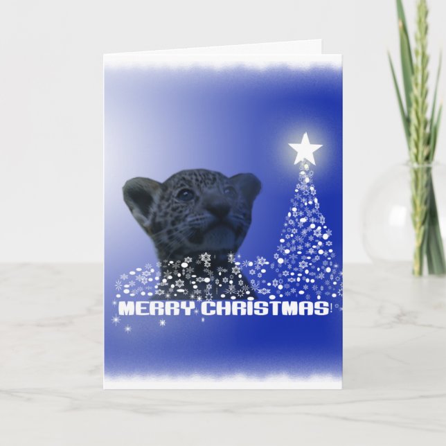 Cartes Pour Fêtes Annuelles Jaguar Kitten Snowflake Christmas Tree Wonderland (Devant)
