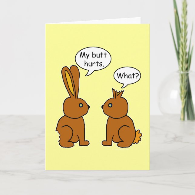 Cartes Pour Fêtes Annuelles J'Ai Blessé Le Mur ! Lapin (Devant)