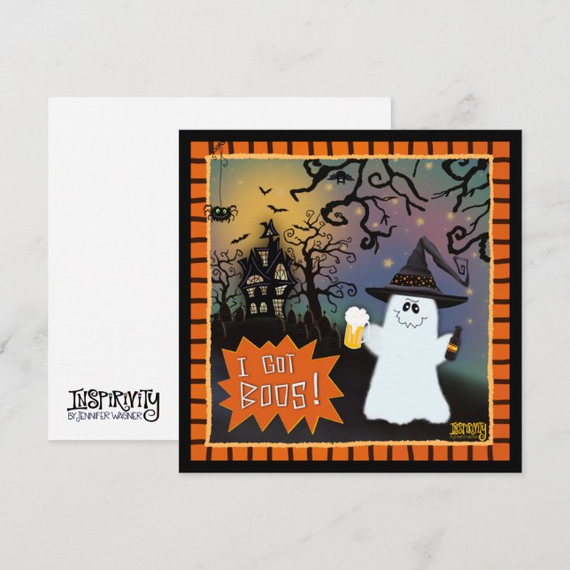 Cartes Pour Fêtes Annuelles J'Ai Boos Jote Ghost Inspirivity Halloween (Devant / Derrière)