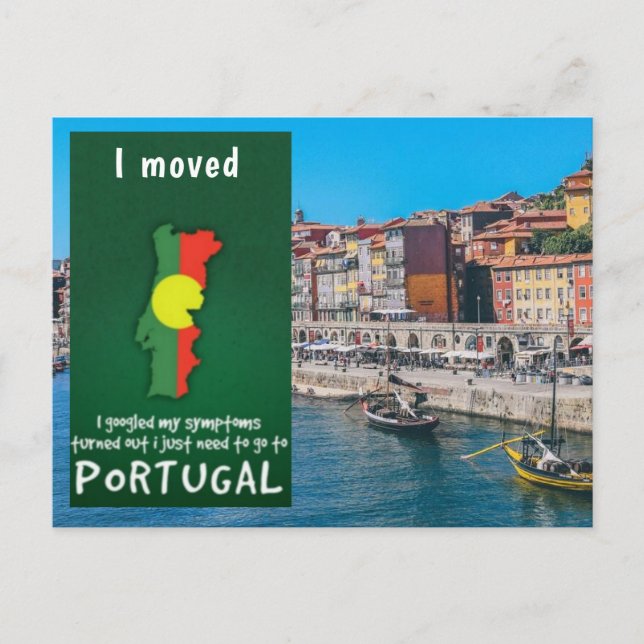 Cartes Pour Fêtes Annuelles J'ai déménagé au Portugal Déménager des annonces (Devant)