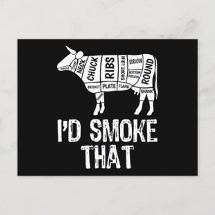 Cartes Pour Fêtes Annuelles J'Ai Fumé Que Vache BBQ Fumer Grillation Barbecue