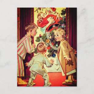 Cartes Pour Fêtes Annuelles J'Ai Vu maman embrasser le Père Noël Vintage