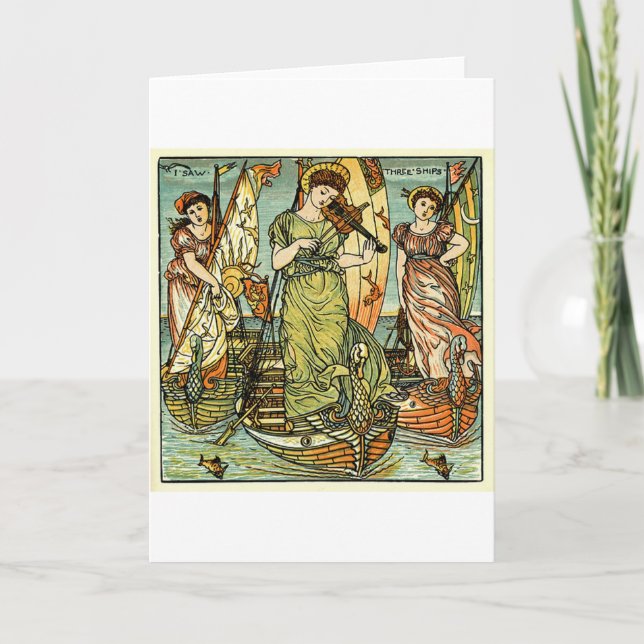 Cartes Pour Fêtes Annuelles J'Ai Vu Trois Navires (Devant)