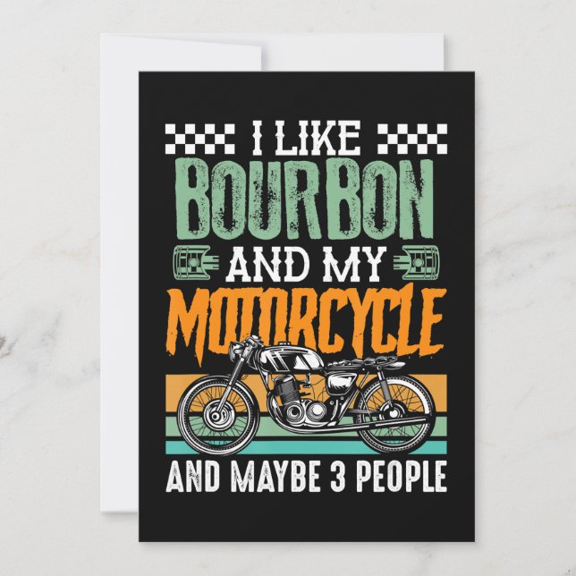 Cartes Pour Fêtes Annuelles J'Aime Bourbon Et Ma Moto Et Peut-Être (Devant)