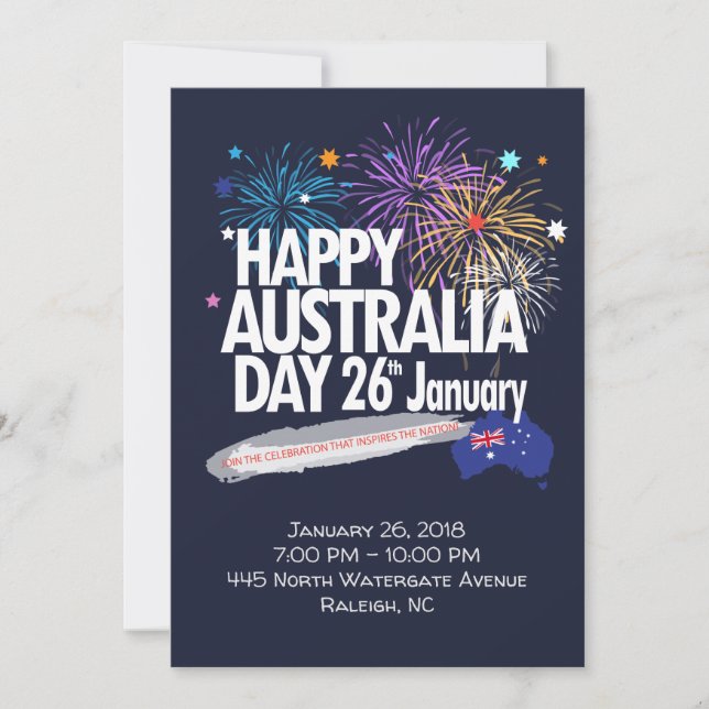 Cartes Pour Fêtes Annuelles "J'AIME L'AUSTRALIE" Journee de l'Australie 26 jan (Devant)