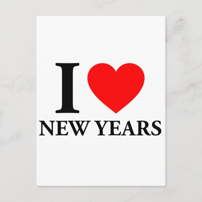 Cartes Pour Fêtes Annuelles J'Aime Le Nouvel An (Devant)