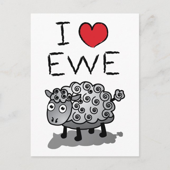 Cartes Pour Fêtes Annuelles J'Aime L'Ewe ! Saint Valentin (Devant)