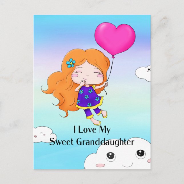 Cartes Pour Fêtes Annuelles J'Aime Ma Petite-Fille Douce...embrasser Ho (Devant)