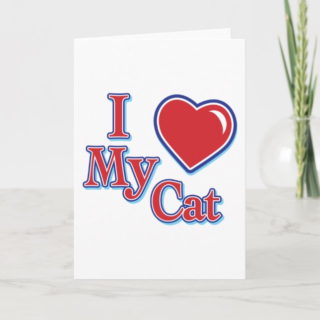 Cartes Pour Fêtes Annuelles J'aime mon chat (Devant)