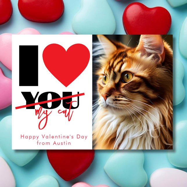 Cartes Pour Fêtes Annuelles J'aime mon chat ou n'importe quel animal de compag (Créateur téléchargé)