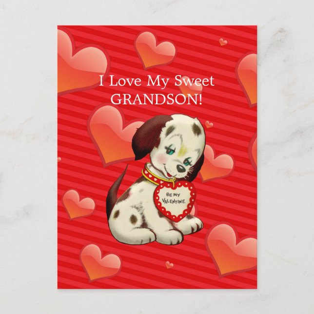 Cartes Pour Fêtes Annuelles J'aime mon gentil petit-fils...Valentine souhaite (Devant)