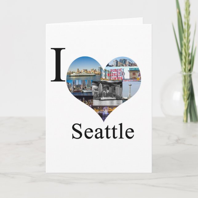 Cartes Pour Fêtes Annuelles J'aime Seattle (Devant)