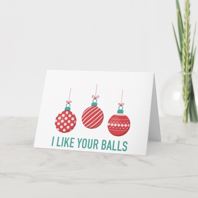 Cartes Pour Fêtes Annuelles J'aime vos boules (Devant)