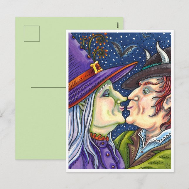 CARTES POUR FÊTES ANNUELLES JAMAIS TROP VIEILLE POUR ROMANCE, WITCH & WARLOCK  (Devant / Derrière)