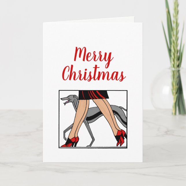 Cartes Pour Fêtes Annuelles Jambes Art déco femmes Greyhound Whippet Chien R (Devant)