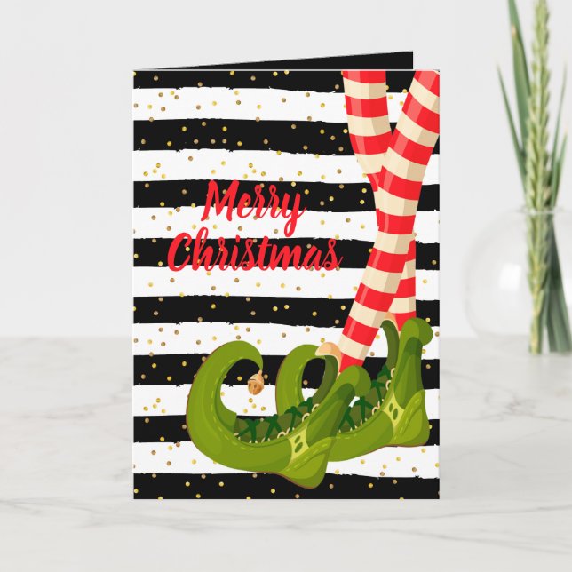 Cartes Pour Fêtes Annuelles Jambes de lutin fantaisistes Fêtes de Noël (Devant)