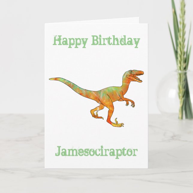 Cartes Pour Fêtes Annuelles James ociraptor Funny Velociraptor Dinosaur Art (Devant)