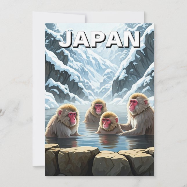 Cartes Pour Fêtes Annuelles Japon Jigokudani Singes du parc des singes (Devant)