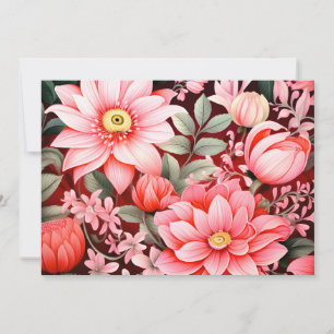 Cartes Pour Fêtes Annuelles Jardin de fleurs botaniques vintage en fleurs
