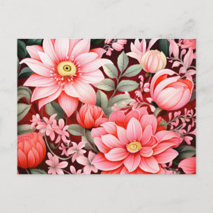 Cartes Pour Fêtes Annuelles Jardin de fleurs botaniques vintage en fleurs