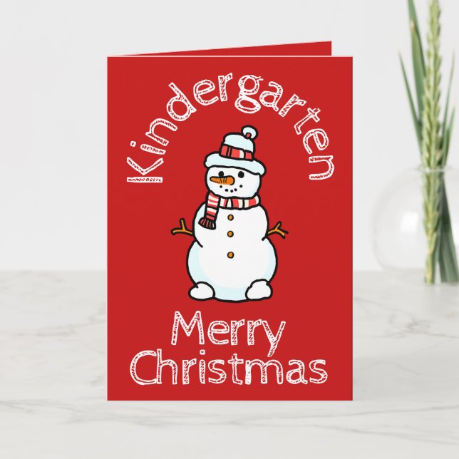 Cartes Pour Fêtes Annuelles Jardin d'enfants Snowman Activité de Noël Rouge (Devant)