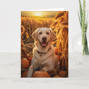 Cartes Pour Fêtes Annuelles Jaune Lab Thanksgiving