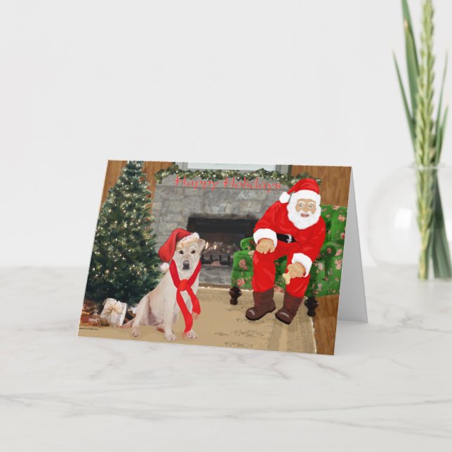 Cartes Pour Fêtes Annuelles Jaune Labrador Retriers Noël (Devant)