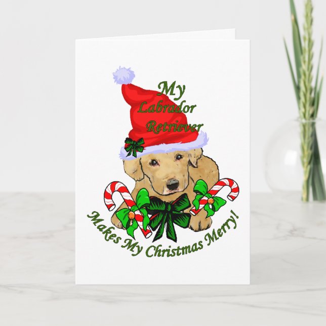 Cartes Pour Fêtes Annuelles Jaune Labrador Retriever Cadeaux de Noël (Devant)