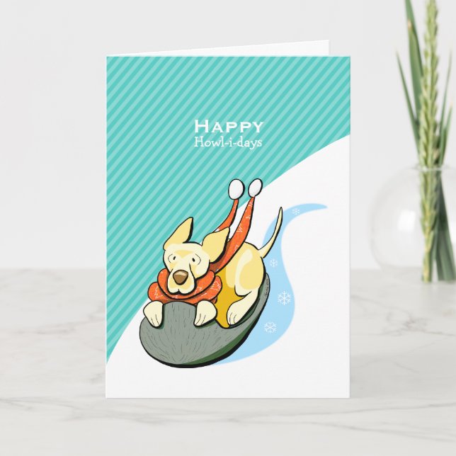 Cartes Pour Fêtes Annuelles Jaune Lame de Neige Bleu moderne Noël (Devant)
